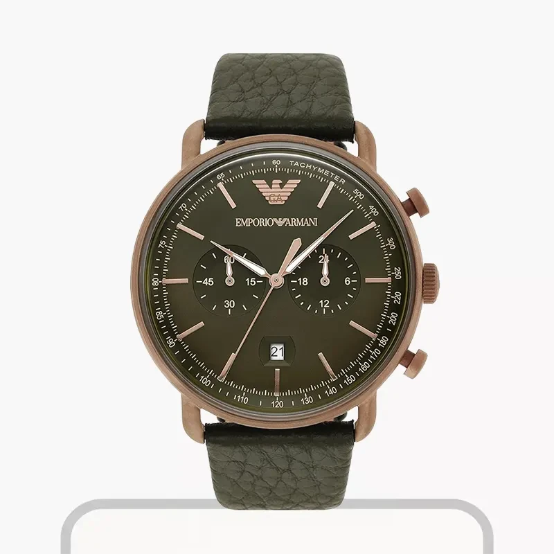 Emporio Armani Aviator Chronograph Green Dial Men's Watch | AR11421